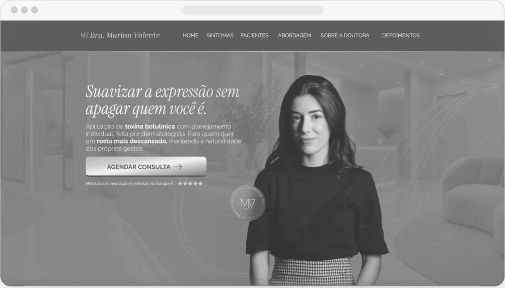 Site desenvolvido para a Dra. Marina Valente, dermatologista
